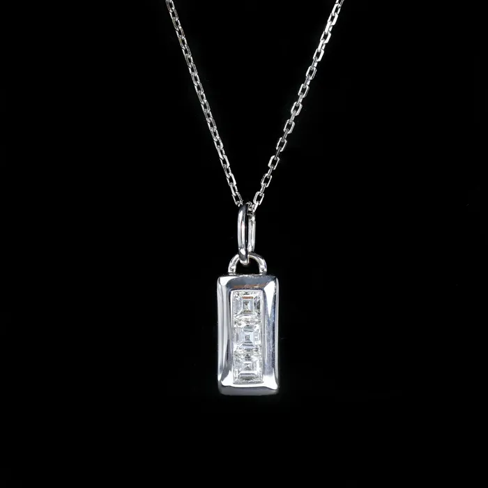 14K White Gold 026 CTW Carr Cut Diamond CharmPendant Immaculate Jewelry Necklaces 14K White Gold 026 CTW Carr Cut Diamond CharmPendant Immaculate Jewelry Necklaces