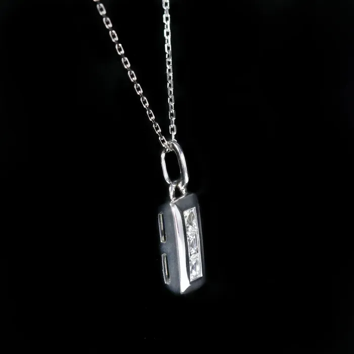 14K White Gold 026 CTW Carr Cut Diamond CharmPendant Immaculate Jewelry Necklaces