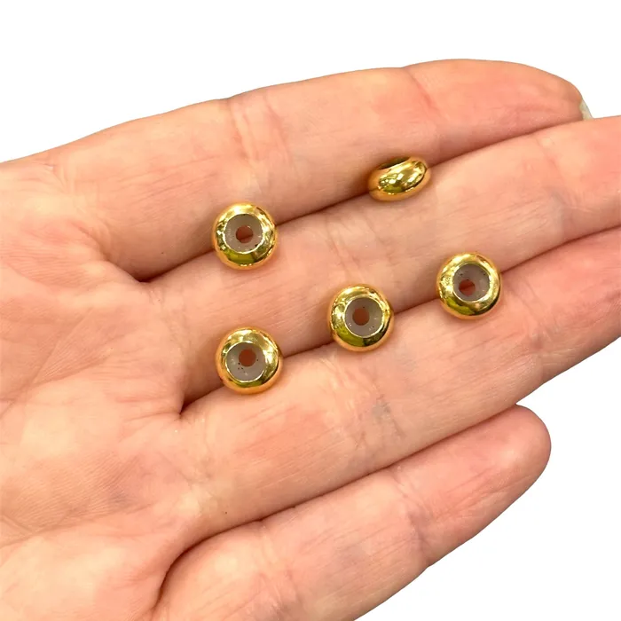 24Kt Gold Plated 8mm Rubber Inside Beads Slider Beads Bead Stopper 5 pcs in a pack Peppy Beads Earrings 24Kt Gold Plated 8mm Rubber Inside Beads Slider Beads Bead Stopper 5 pcs in a pack Peppy Beads Earrings