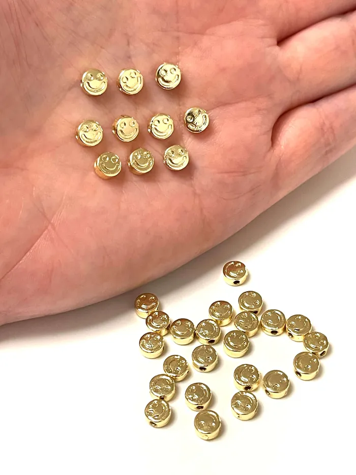 24Kt Gold Plated Brass Smiley Face Spacer Charms Smiley Face Spacers 10 pcs in a pack Peppy Beads Earrings 24Kt Gold Plated Brass Smiley Face Spacer Charms Smiley Face Spacers 10 pcs in a pack Peppy Beads Earrings