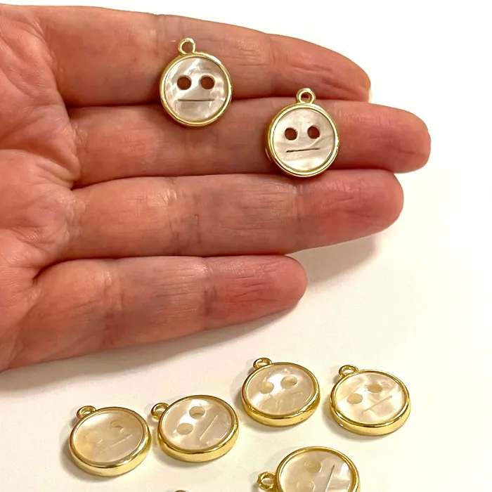 24Kt Gold Plated Resin Emoji Charms 2 pcs in a pack Peppy Beads Earrings