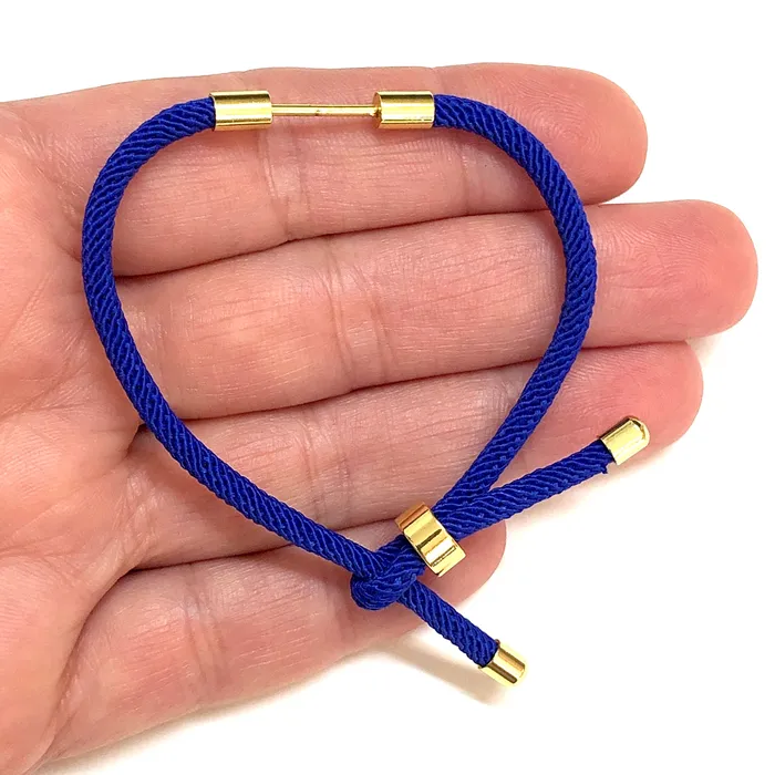 24Kt Gold Plated Royal Blue Cord Bracelet Blank With Screw Clasp Peppy Beads Bracelets 24Kt Gold Plated Royal Blue Cord Bracelet Blank With Screw Clasp Peppy Beads Bracelets