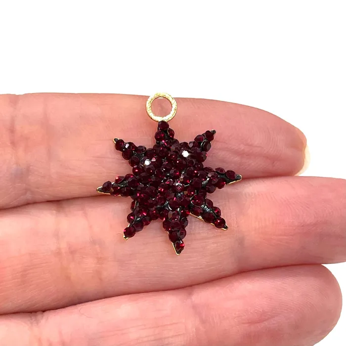 24Kt Gold Plated Swarovski Pave Brass Star Pendant Peppy Beads Necklaces