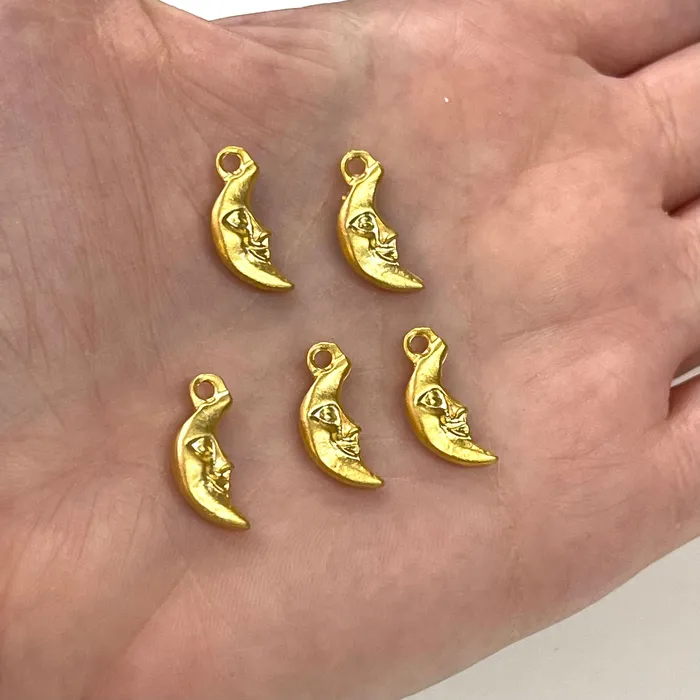 24Kt Matte Gold Plated Crescent Charms 5 pcs in a pack Peppy Beads Earrings