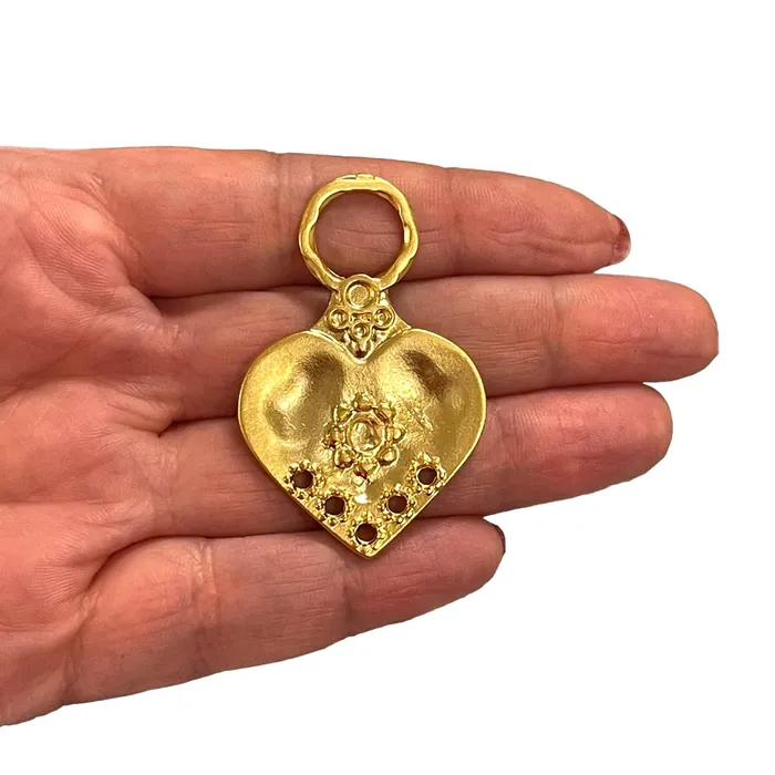 24Kt Matte Gold Plated Heart Pendant Peppy Beads Necklaces