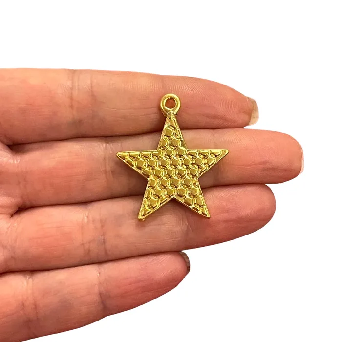 24Kt Matte Gold Plated Star Charms Gold Star Charms 2 pcs in a pack Peppy Beads Earrings 24Kt Matte Gold Plated Star Charms Gold Star Charms 2 pcs in a pack Peppy Beads Earrings