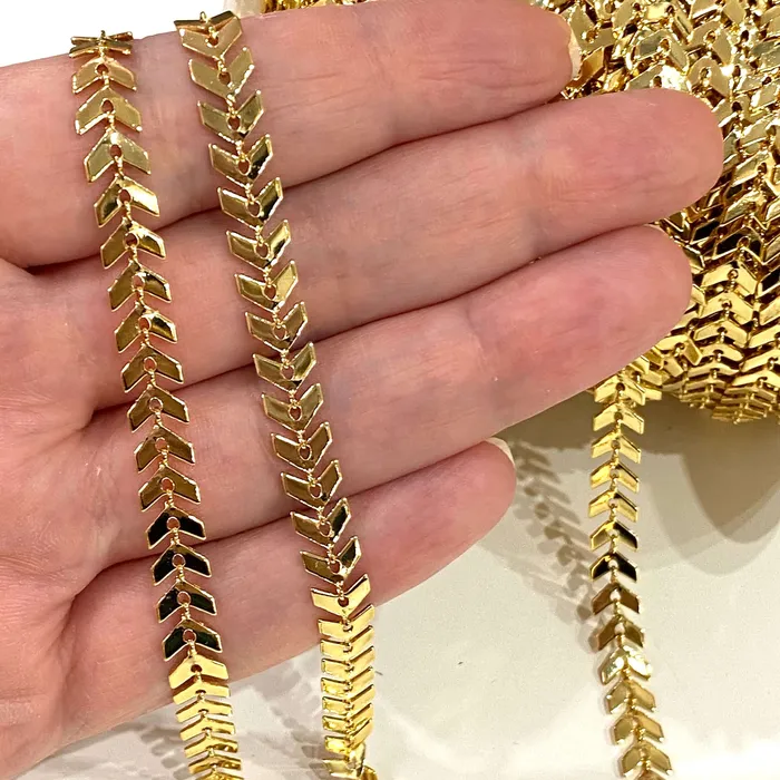 24Kt Shiny Gold Plated Chevron Chain 6mm Gold Chevron Chain Peppy Beads Necklaces 24Kt Shiny Gold Plated Chevron Chain 6mm Gold Chevron Chain Peppy Beads Necklaces