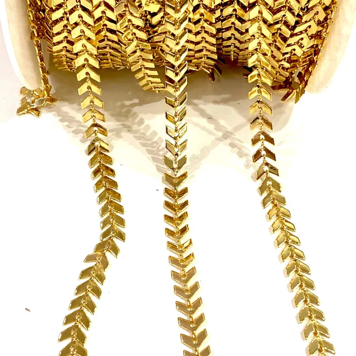 24Kt Shiny Gold Plated Chevron Chain 6mm Gold Chevron Chain Peppy Beads Necklaces 24Kt Shiny Gold Plated Chevron Chain 6mm Gold Chevron Chain Peppy Beads Necklaces