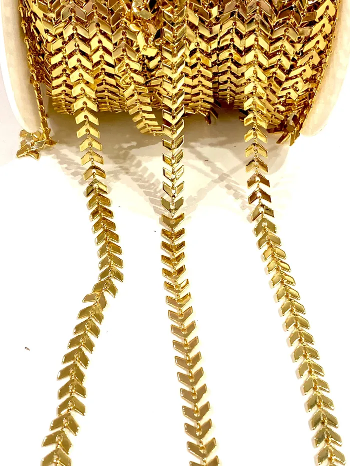 24Kt Shiny Gold Plated Chevron Chain 6mm Gold Chevron Chain Peppy Beads Necklaces 24Kt Shiny Gold Plated Chevron Chain 6mm Gold Chevron Chain Peppy Beads Necklaces