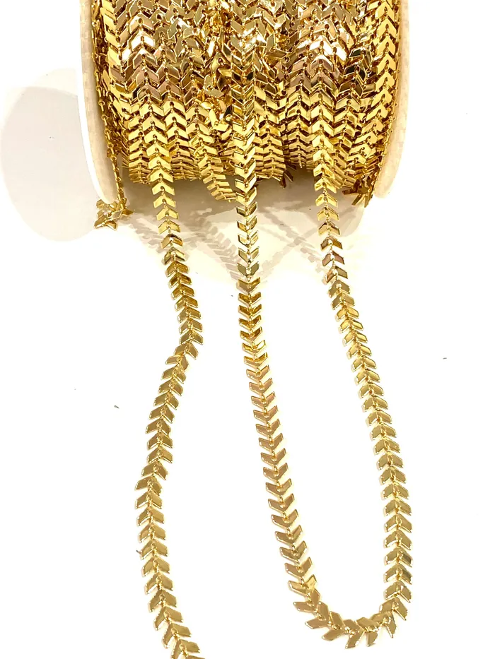 24Kt Shiny Gold Plated Chevron Chain 6mm Gold Chevron Chain Peppy Beads Necklaces 24Kt Shiny Gold Plated Chevron Chain 6mm Gold Chevron Chain Peppy Beads Necklaces