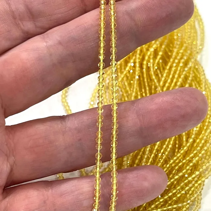 2mm Yellow Jade Faceted Round Beads 200 Beads Peppy Beads Rings
