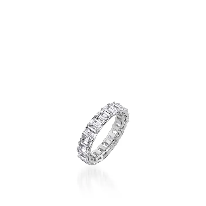 55Carat Emeraldcut Lab Diamond Eternity Band John Atencio Rings