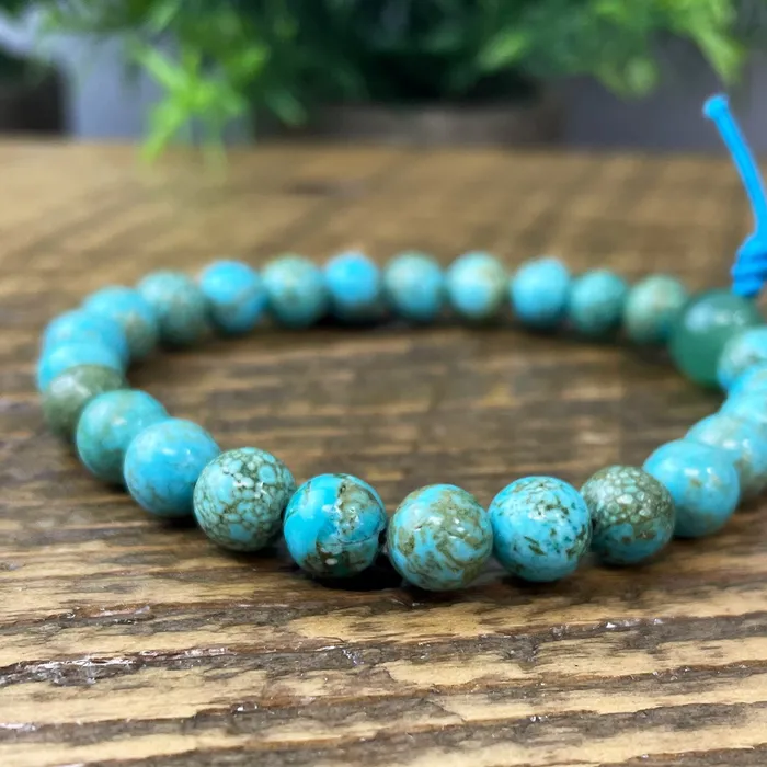 8mm Turquoise Stretchy Mala Drukomalas Earrings