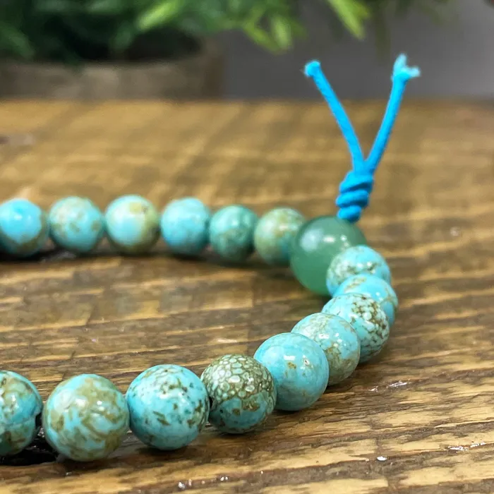 8mm Turquoise Stretchy Mala Drukomalas Earrings