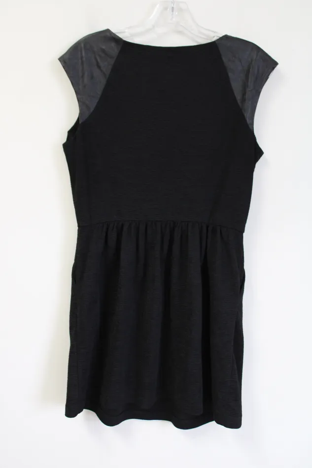 A Byer A Byer Black Leather Cap Sleeve Dress L Rings