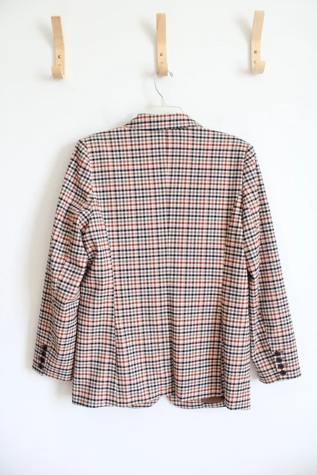 A New Day A New Day Brown Black Pink Plaid Blazer M Necklaces