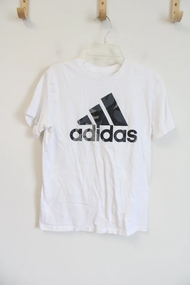 Adidas Rings Adidas White Gray Logo Tee Youth M 1012