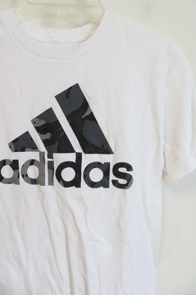 Adidas Rings Adidas White Gray Logo Tee Youth M 1012