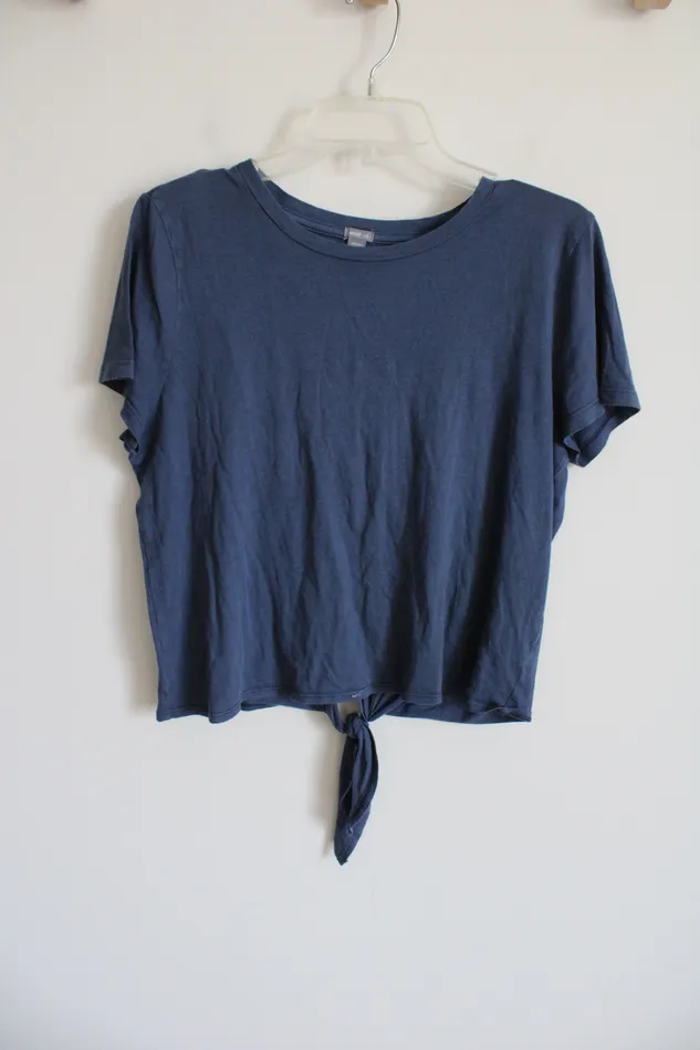 Aerie Blue Embroidered Back Beach Bound Top L Aerie Rings