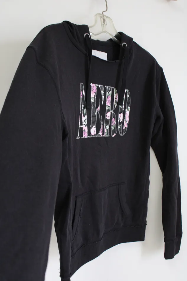 Aeropostale Rings Aeropostale Black Floral Logo Hoodie M