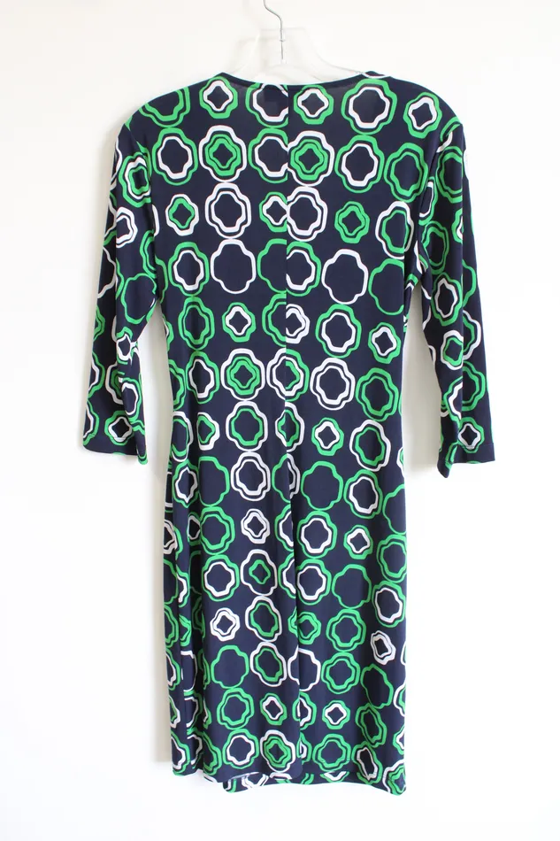 AGB Rings AGB Navy Blue Green White Wrap Dress 6