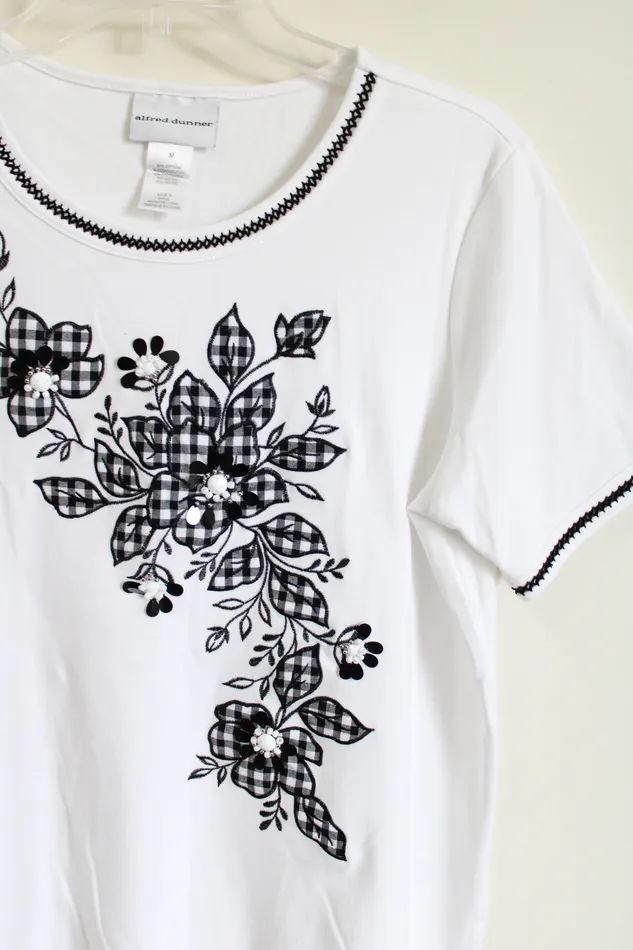Alfred Dunner Alfred Dunner Black White Tee M Rings