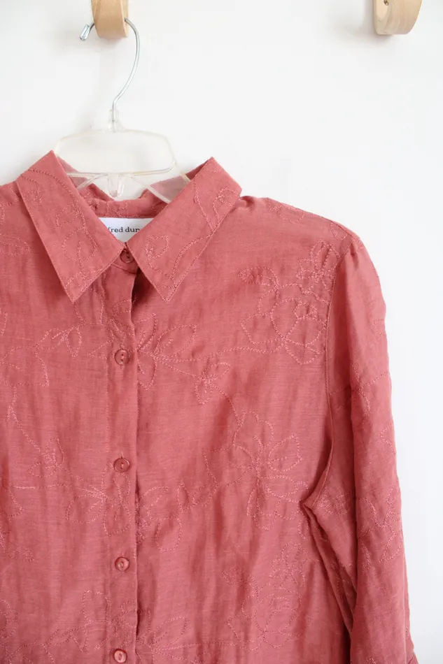 Alfred Dunner Dusty Rose Embroidered Button Down Top 10 Alfred Dunner Earrings