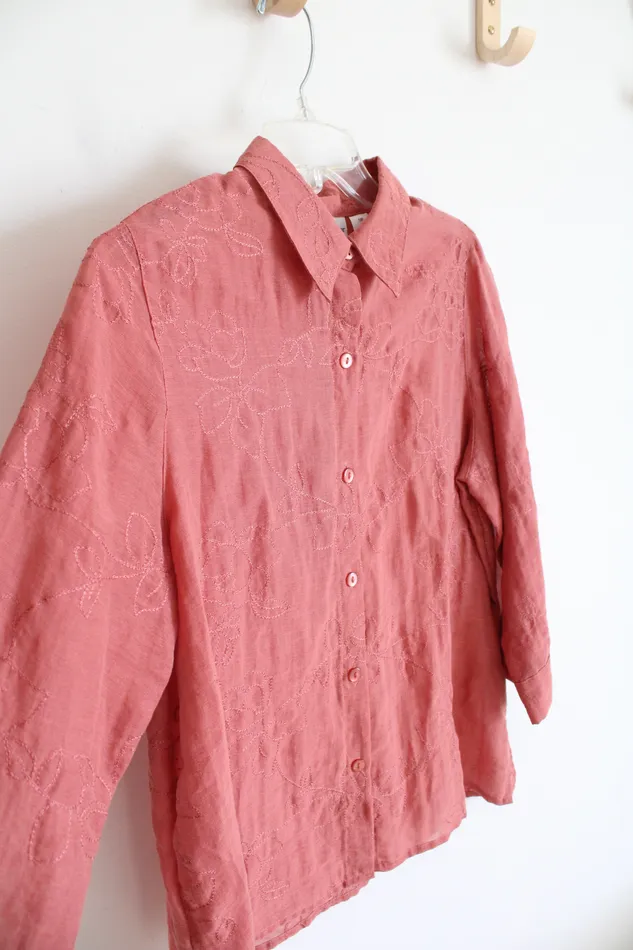 Alfred Dunner Dusty Rose Embroidered Button Down Top 10 Alfred Dunner Earrings