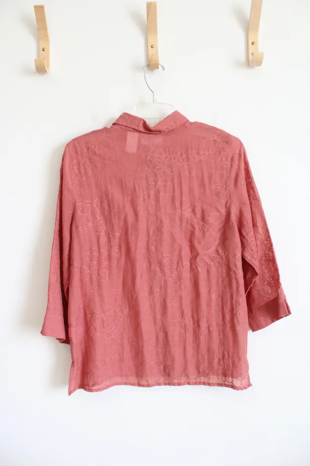 Alfred Dunner Dusty Rose Embroidered Button Down Top 10 Alfred Dunner Earrings