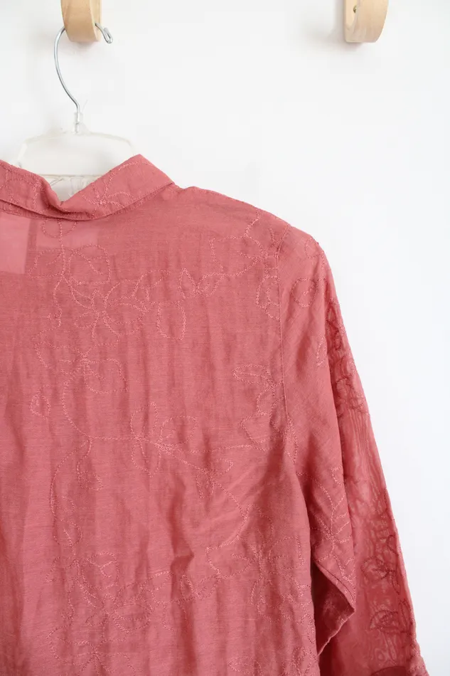Alfred Dunner Dusty Rose Embroidered Button Down Top 10 Alfred Dunner Earrings