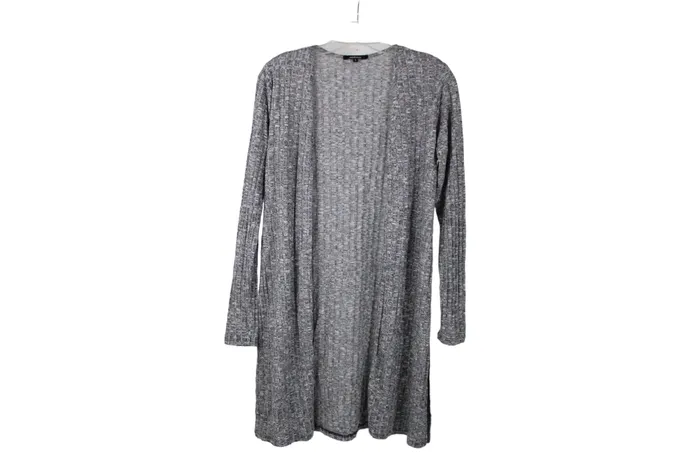 Ambiance Apparel Earrings Ambiance Gray Rib Long Cardigan S