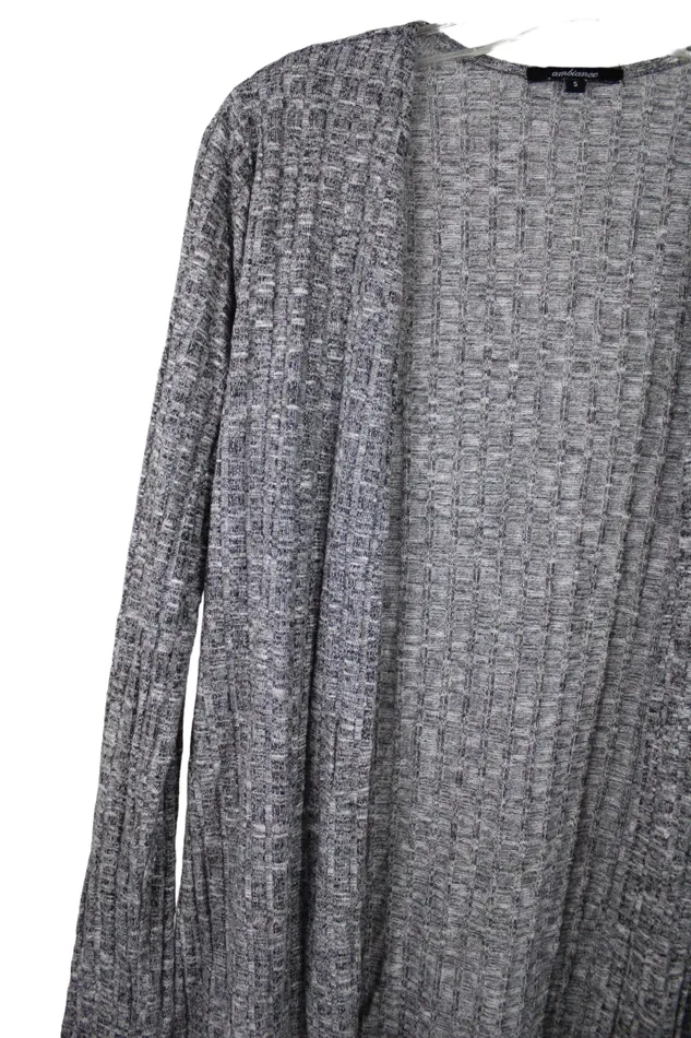 Ambiance Apparel Earrings Ambiance Gray Rib Long Cardigan S