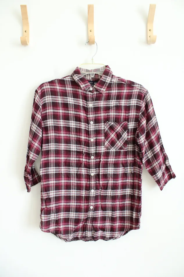 American Eagle Earrings American Eagle Outfitters Boyfriend Fit Pink Plaid Button Down Top M American Eagle Earrings American Eagle Outfitters Boyfriend Fit Pink Plaid Button Down Top M