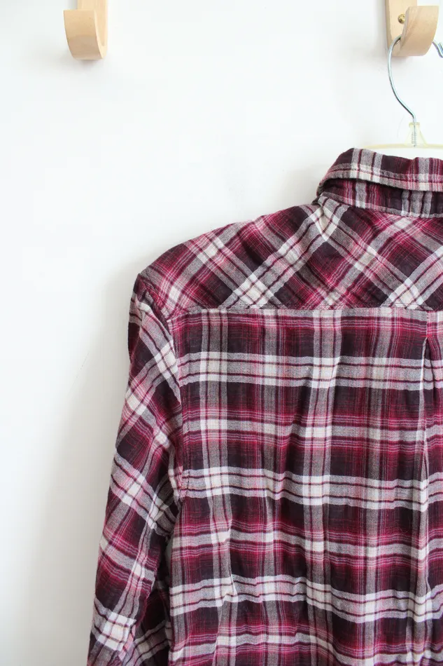 American Eagle Earrings American Eagle Outfitters Boyfriend Fit Pink Plaid Button Down Top M