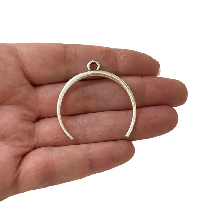 Antique Silver Plated Double Sided Crescent Pendants 2 pcs in a pack Peppy Beads Earrings Antique Silver Plated Double Sided Crescent Pendants 2 pcs in a pack Peppy Beads Earrings