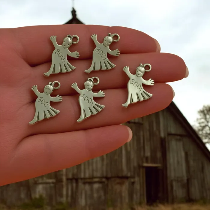 Antique Silver Plated Halloween Ghost Charms Halloween Collection 5 pcs in a pack Peppy Beads Earrings Antique Silver Plated Halloween Ghost Charms Halloween Collection 5 pcs in a pack Peppy Beads Earrings