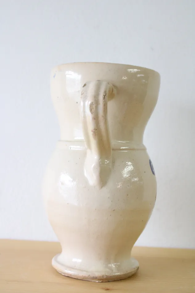 Antique Terracotta Tan Blue Painted Pitcher Jubilee Thrift Rings