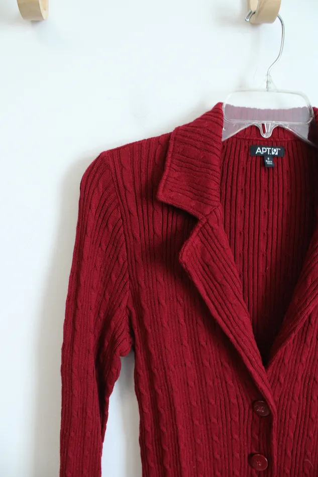Apt 9 Red Cable Knit Collared Button Down Cardigan S APT9 Earrings