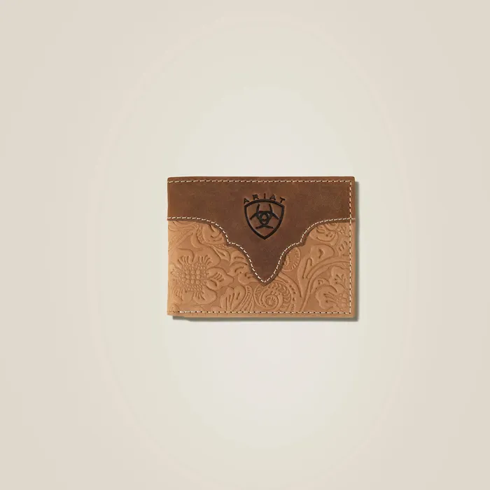 ARIAT BIFOLD WALLET FLORAL EMBOSSED BROWN M F WESTERN PRODUCTION INC Rings