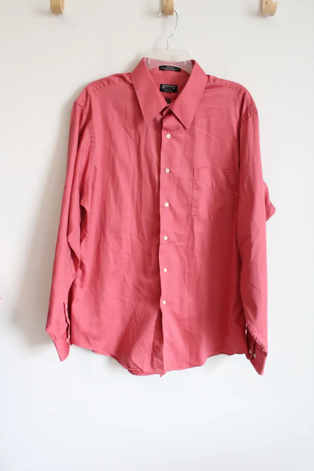 Arrow Fitted Pink Long Sleeved Button Down Shirt XL Arrow Earrings