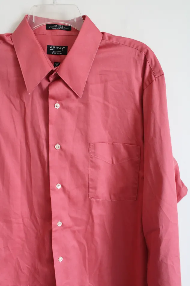Arrow Fitted Pink Long Sleeved Button Down Shirt XL Arrow Earrings