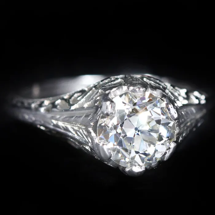 Art Deco Belais 157 Carat Old European Cut Diamond Engagement Ring Heirloom Jewelers Rings Art Deco Belais 157 Carat Old European Cut Diamond Engagement Ring Heirloom Jewelers Rings