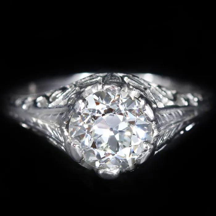 Art Deco Belais 157 Carat Old European Cut Diamond Engagement Ring Heirloom Jewelers Rings