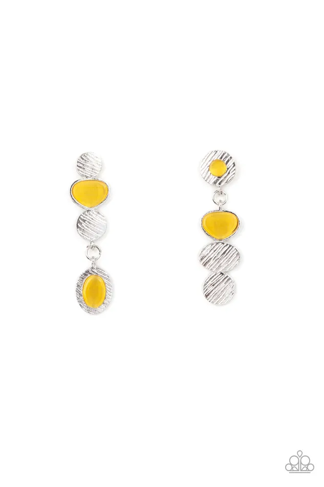 Asymmetrical Appeal Yellow Paparazzi Accessories Earrings