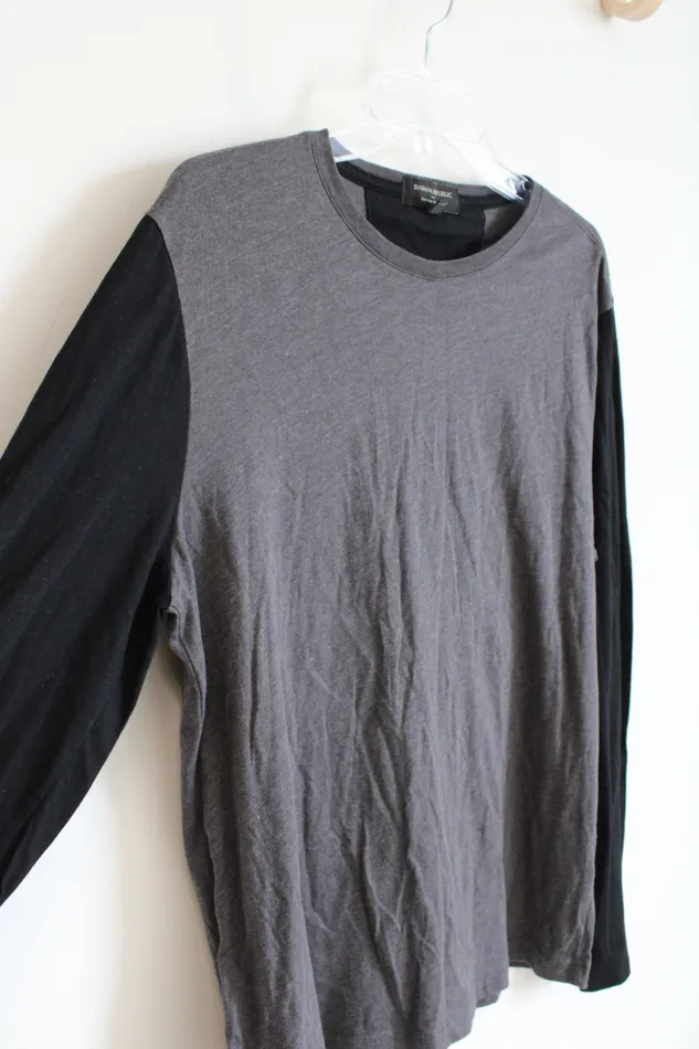 Banana Republic Moisture Wicking Black Gray Long Sleeved Shirt L Banana Republic Rings