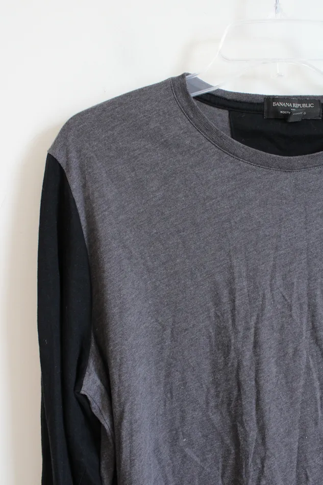 Banana Republic Moisture Wicking Black Gray Long Sleeved Shirt L Banana Republic Rings