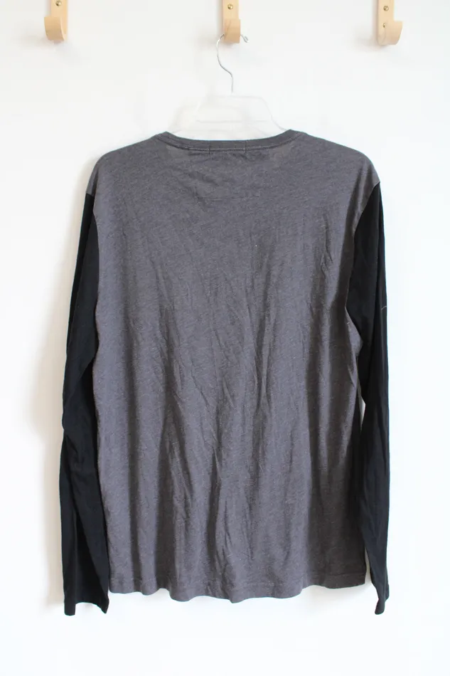 Banana Republic Moisture Wicking Black Gray Long Sleeved Shirt L Banana Republic Rings