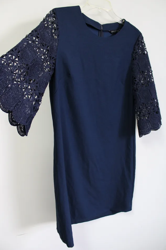 Banana Republic Rings Banana Republic Dark Navy Blue Crocheted Bell Sleeve Dress 6