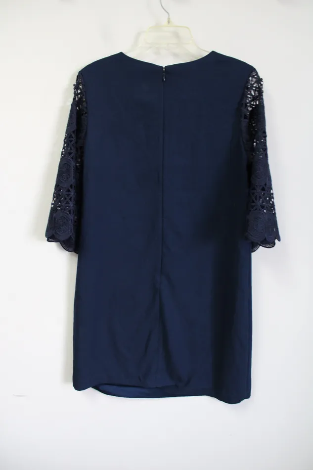 Banana Republic Rings Banana Republic Dark Navy Blue Crocheted Bell Sleeve Dress 6