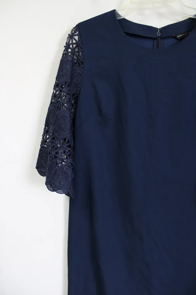 Banana Republic Rings Banana Republic Dark Navy Blue Crocheted Bell Sleeve Dress 6